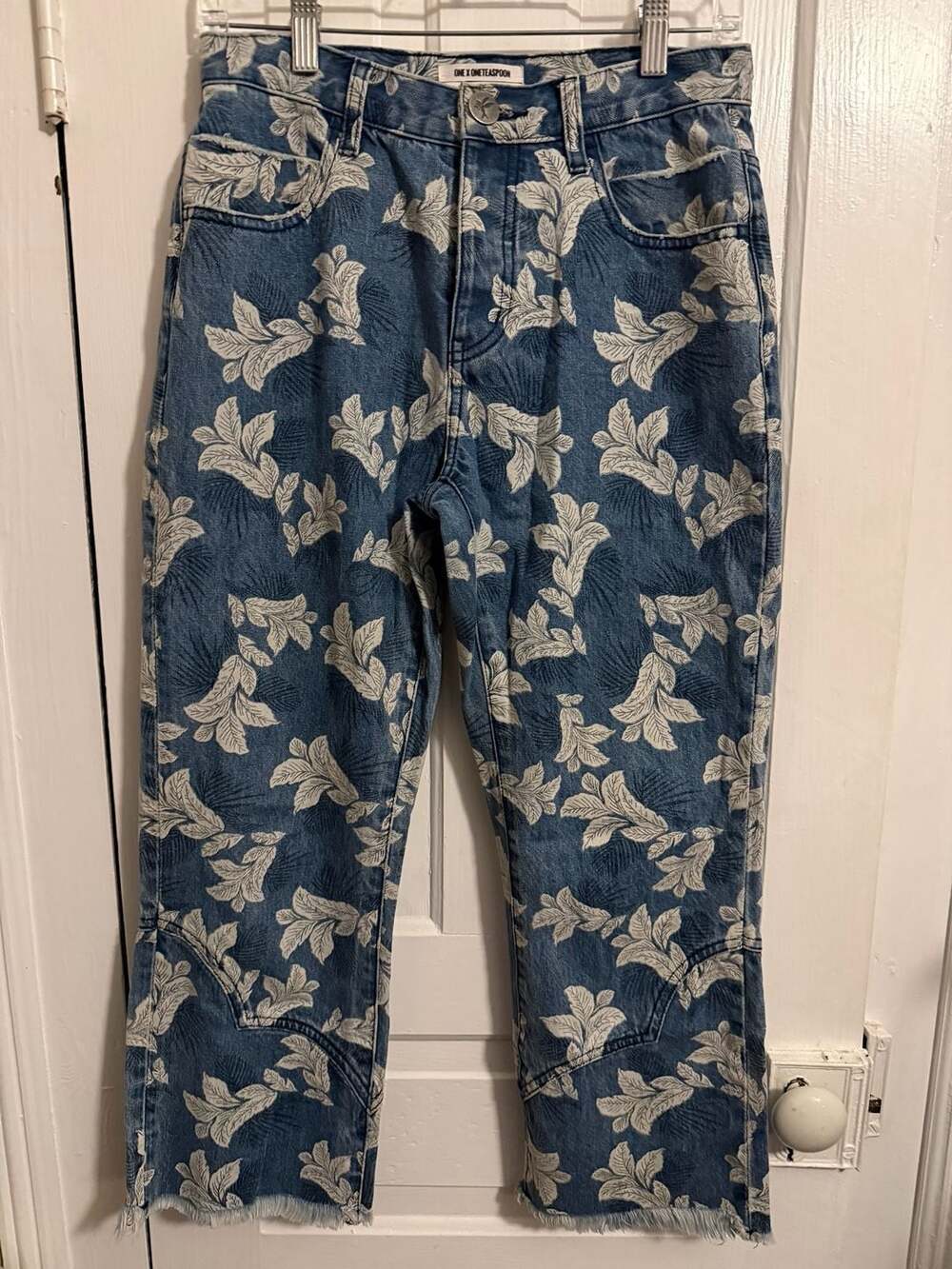 One Teaspoon Sailor Kick Flare Jeans in Blue Floral Print